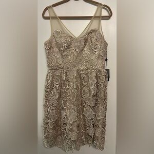 Adrianna Papell Floral Dress Champagne 10